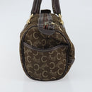 CELINE C Macadam Canvas Hand Bag Brown Gold Auth ti3721-4