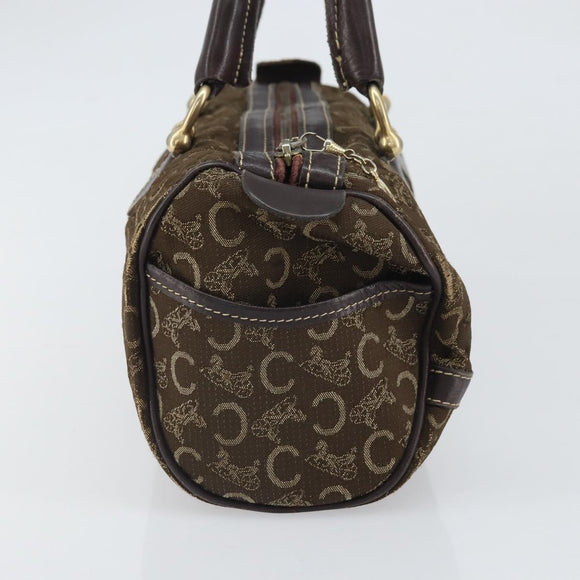 CELINE C Macadam Canvas Hand Bag Brown Gold Auth ti3721