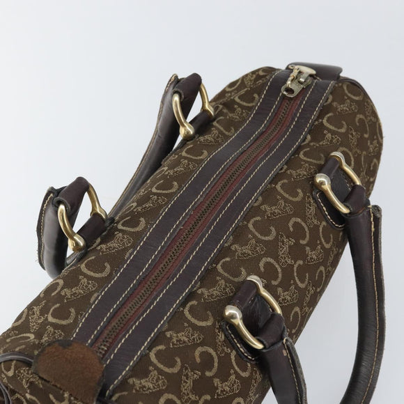 CELINE C Macadam Canvas Hand Bag Brown Gold Auth ti3721