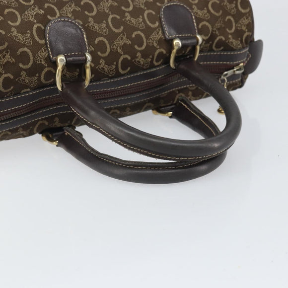 CELINE C Macadam Canvas Hand Bag Brown Gold Auth ti3721