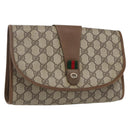 GUCCI GG Supreme Web Sherry Line Clutch Bag PVC Beige Gold 89 01 030 Auth ti3723-1