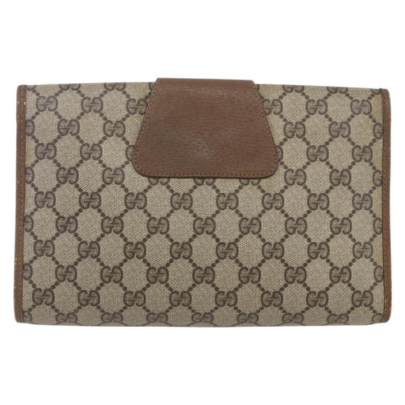 GUCCI GG Supreme Web Sherry Line Clutch Bag PVC Beige Gold 89 01 030 Auth ti3723