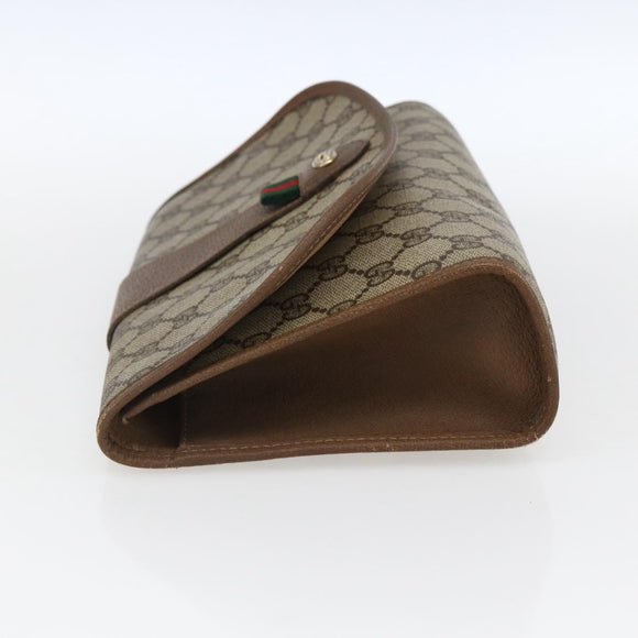 GUCCI GG Supreme Web Sherry Line Clutch Bag PVC Beige Gold 89 01 030 Auth ti3723