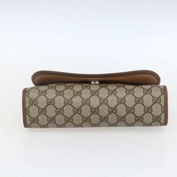 GUCCI GG Supreme Web Sherry Line Clutch Bag PVC Beige Gold 89 01 030 Auth ti3723