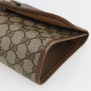 GUCCI GG Supreme Web Sherry Line Clutch Bag PVC Beige Gold 89 01 030 Auth ti3723-8