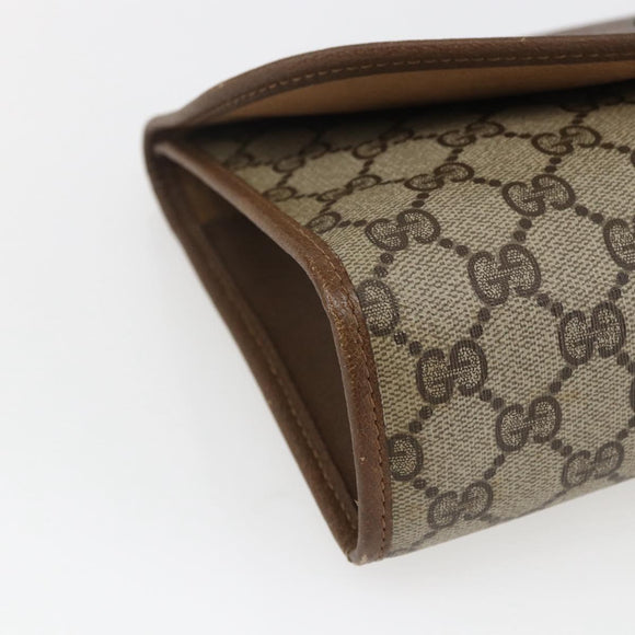 GUCCI GG Supreme Web Sherry Line Clutch Bag PVC Beige Gold 89 01 030 Auth ti3723