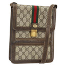 GUCCI GG Supreme Web Sherry Line Shoulder Bag PVC Beige Red Auth ti3724-1