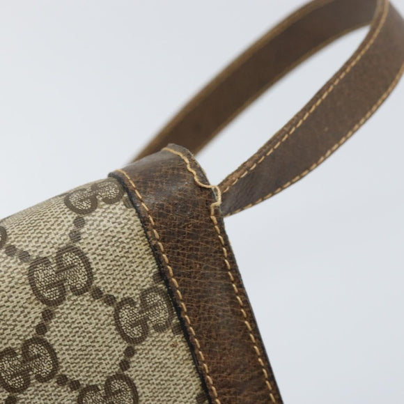 GUCCI GG Supreme Web Sherry Line Shoulder Bag PVC Beige Red Auth ti3724
