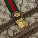 GUCCI GG Supreme Web Sherry Line Shoulder Bag PVC Beige Red Auth ti3724-17