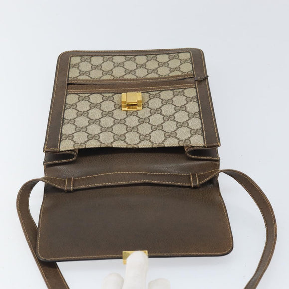 GUCCI GG Supreme Web Sherry Line Shoulder Bag PVC Beige Red Auth ti3724