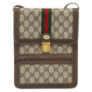 GUCCI GG Supreme Web Sherry Line Shoulder Bag PVC Beige Red Auth ti3724-13