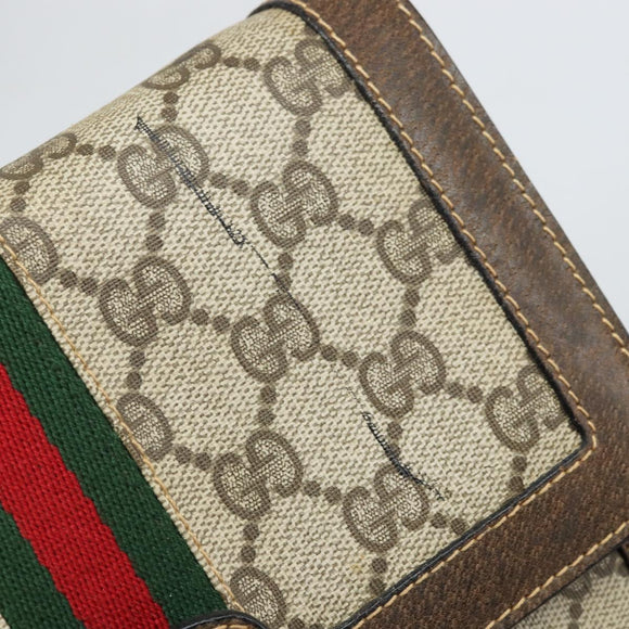 GUCCI GG Supreme Web Sherry Line Shoulder Bag PVC Beige Red Auth ti3724