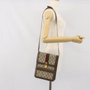GUCCI GG Supreme Web Sherry Line Shoulder Bag PVC Beige Red Auth ti3724-24