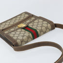 GUCCI GG Supreme Web Sherry Line Shoulder Bag PVC Beige Red Auth ti3724-6
