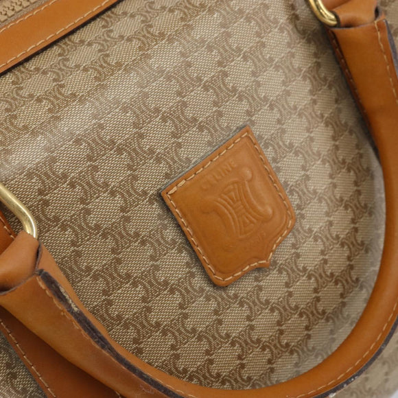 CELINE Macadam Canvas Hand Bag PVC Beige Gold Auth ti3725