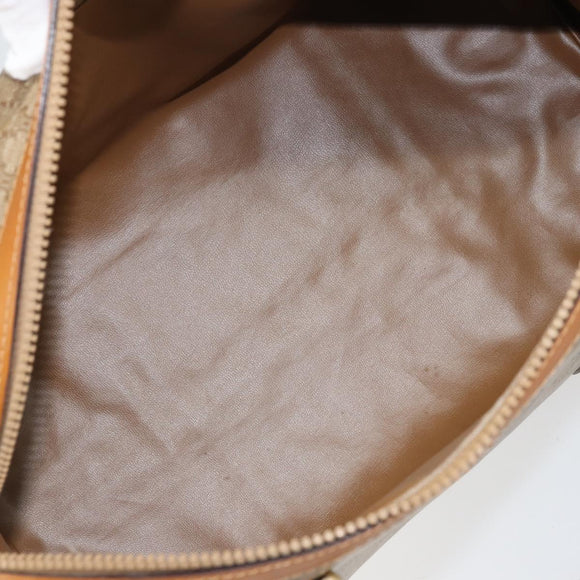 CELINE Macadam Canvas Hand Bag PVC Beige Gold Auth ti3725