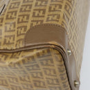 FENDI Zucchino Canvas Hand Bag PVC Beige Silver Auth ti3726-16