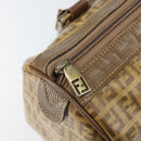 FENDI Zucchino Canvas Hand Bag PVC Beige Silver Auth ti3726-10