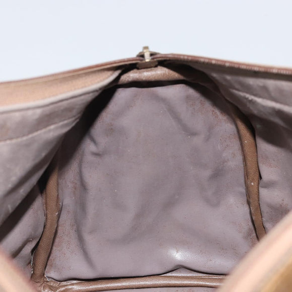 FENDI Zucchino Canvas Hand Bag PVC Beige Silver Auth ti3726