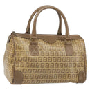 FENDI Zucchino Canvas Hand Bag PVC Beige Silver Auth ti3726-1