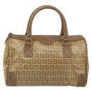 FENDI Zucchino Canvas Hand Bag PVC Beige Silver Auth ti3726-13