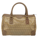 FENDI Zucchino Canvas Hand Bag PVC Beige Silver Auth ti3726-2