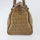 FENDI Zucchino Canvas Hand Bag PVC Beige Silver Auth ti3726-3