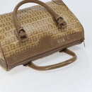 FENDI Zucchino Canvas Hand Bag PVC Beige Silver Auth ti3726-6