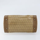 FENDI Zucchino Canvas Hand Bag PVC Beige Silver Auth ti3726-5