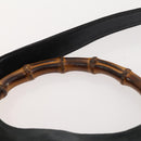 GUCCI Bamboo Shoulder Bag Suede Black Gold 01 1014 1577 Auth ti3727-15