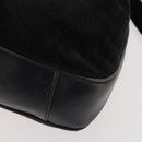 GUCCI Bamboo Shoulder Bag Suede Black Gold 01 1014 1577 Auth ti3727-9
