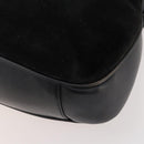 GUCCI Bamboo Shoulder Bag Suede Black Gold 01 1014 1577 Auth ti3727-17