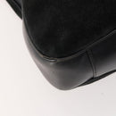 GUCCI Bamboo Shoulder Bag Suede Black Gold 01 1014 1577 Auth ti3727-18