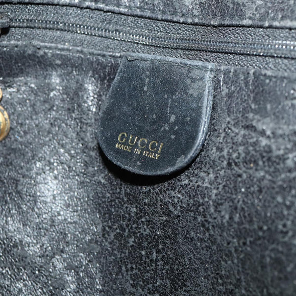 GUCCI Bamboo Shoulder Bag Suede Black Gold 01 1014 1577 Auth ti3727