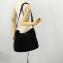 GUCCI Bamboo Shoulder Bag Suede Black Gold 01 1014 1577 Auth ti3727-23