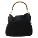 GUCCI Bamboo Shoulder Bag Suede Black Gold 01 1014 1577 Auth ti3727-2