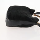 GUCCI Bamboo Shoulder Bag Suede Black Gold 01 1014 1577 Auth ti3727-3