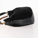 GUCCI Bamboo Shoulder Bag Suede Black Gold 01 1014 1577 Auth ti3727-4