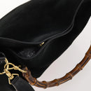 GUCCI Bamboo Shoulder Bag Suede Black Gold 01 1014 1577 Auth ti3727-6