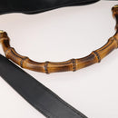 GUCCI Bamboo Shoulder Bag Suede Black Gold 01 1014 1577 Auth ti3727-8