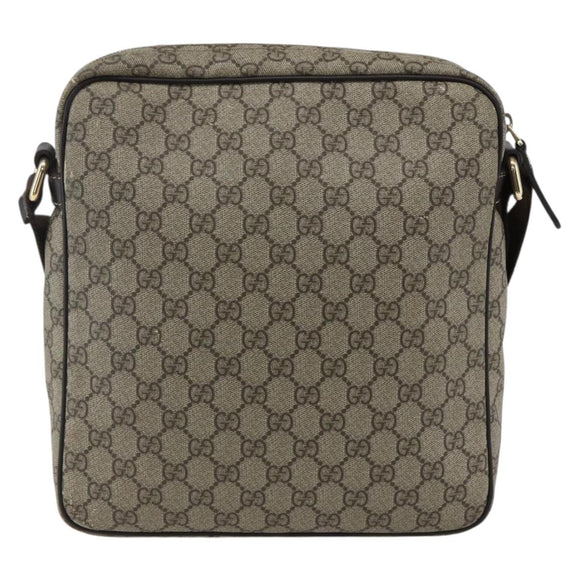 GUCCI GG Supreme Shoulder Bag PVC Beige Gold 201448 Auth ti3728