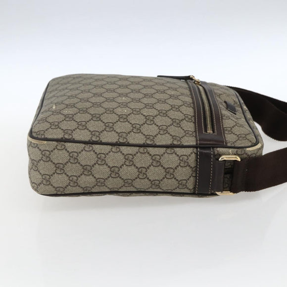 GUCCI GG Supreme Shoulder Bag PVC Beige Gold 201448 Auth ti3728