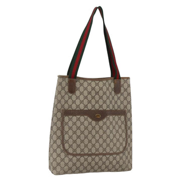 GUCCI GG Supreme Web Sherry Line Tote Bag PVC Beige Gold 16 002 4487 Auth ti3729