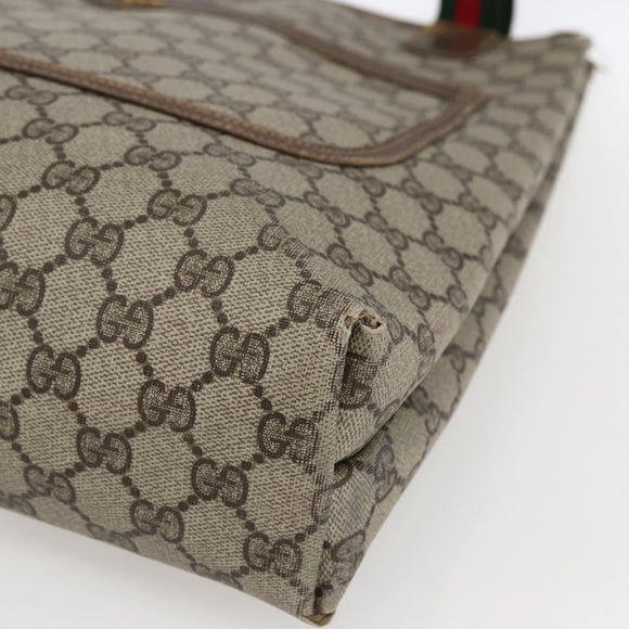 GUCCI GG Supreme Web Sherry Line Tote Bag PVC Beige Gold 16 002 4487 Auth ti3729