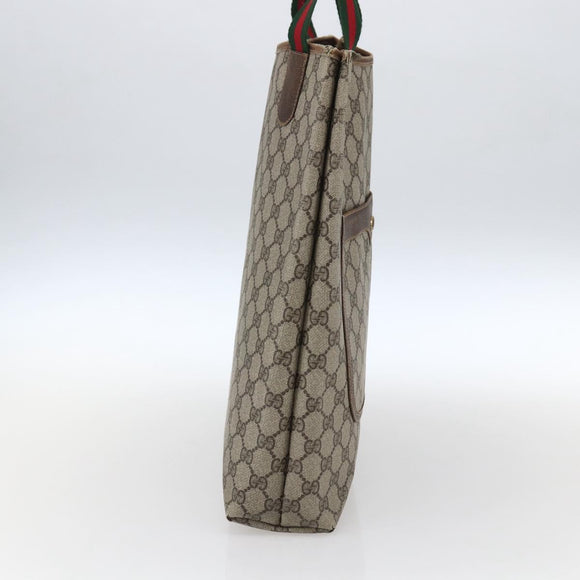 GUCCI GG Supreme Web Sherry Line Tote Bag PVC Beige Gold 16 002 4487 Auth ti3729