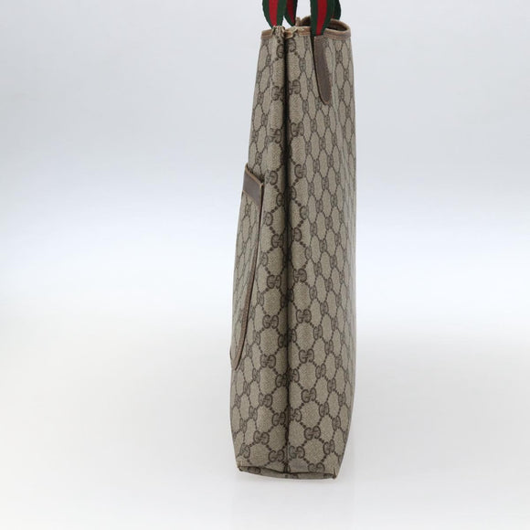 GUCCI GG Supreme Web Sherry Line Tote Bag PVC Beige Gold 16 002 4487 Auth ti3729