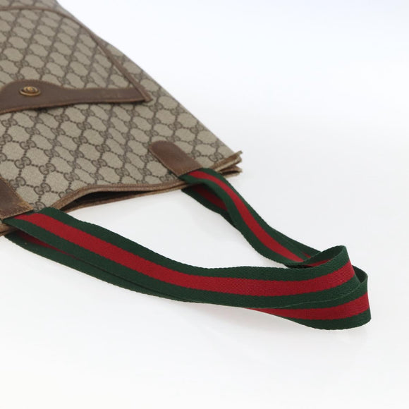GUCCI GG Supreme Web Sherry Line Tote Bag PVC Beige Gold 16 002 4487 Auth ti3729