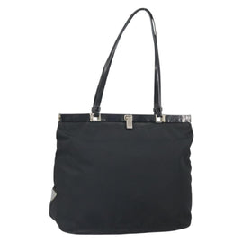 PRADA Tote Bag Nylon Black Silver Auth ti3730
