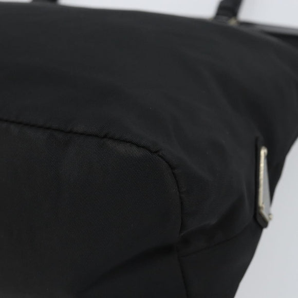 PRADA Tote Bag Nylon Black Silver Auth ti3730
