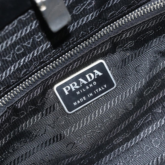 PRADA Tote Bag Nylon Black Silver Auth ti3730